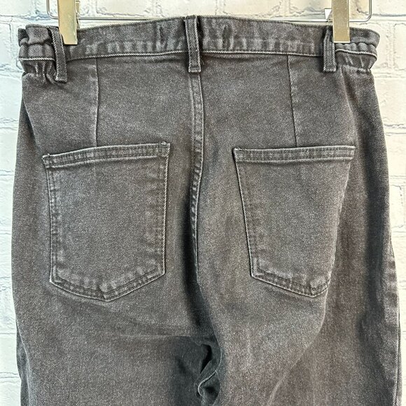 Gray Mellow Women's High Rise Paperbag Waist Jeans, Size Large, Black - Picture 8 of 11